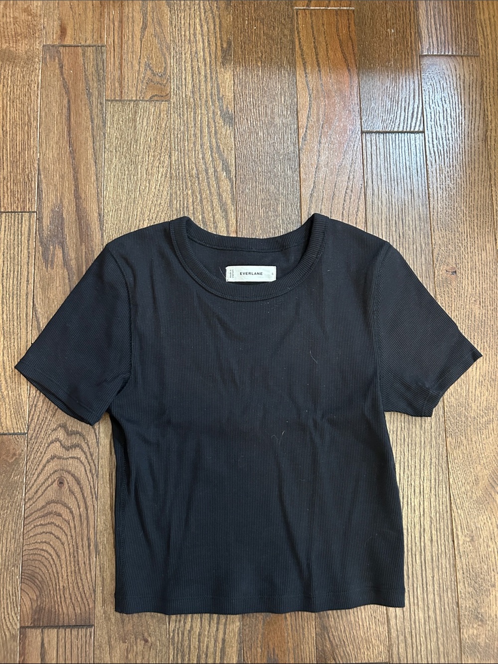 Everlane Black Ribbed Crew Tee